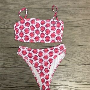 Floral Pink and White Bikini Set